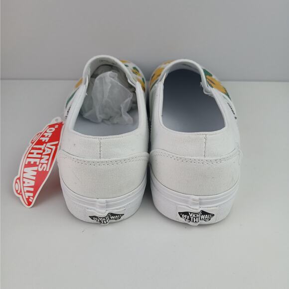 Vans SZ 8 White Customized Hand Painted Sunflower Motif Slip On Sneaker NEW - Picture 5 of 10